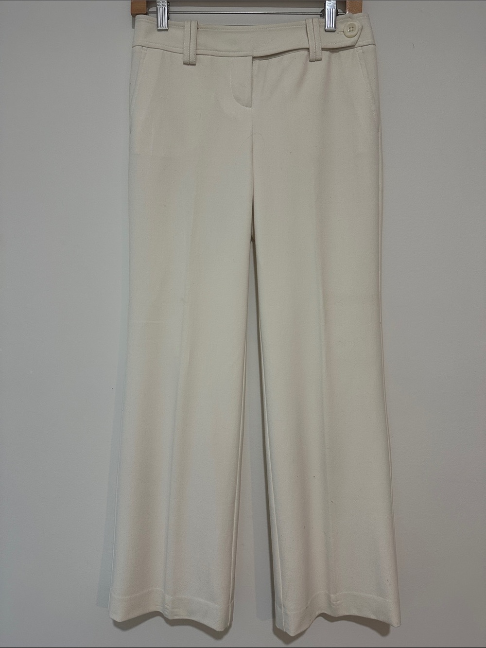 Women's Cream Wide-Leg Loft Dress Pants